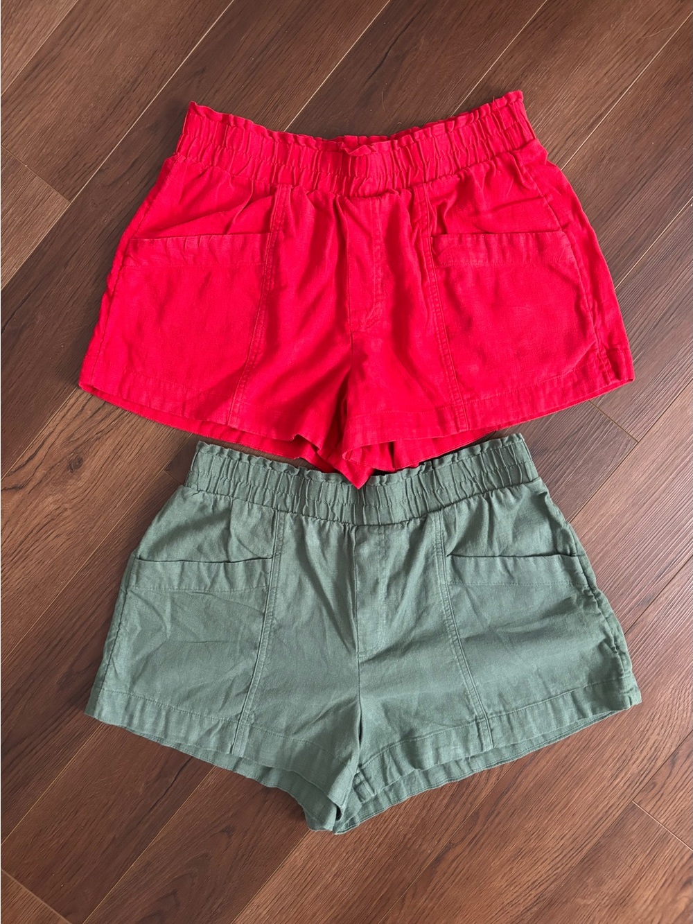 Women’s Pull-On High Rise Elastic Waist Linen 3.5” Shorts Duo